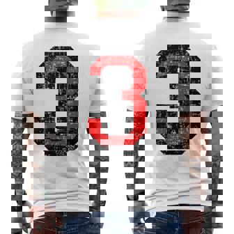 数字 3 ヴィンテージブラック&レッド メンズTシャツ バックプリント - Kawaiitshirt