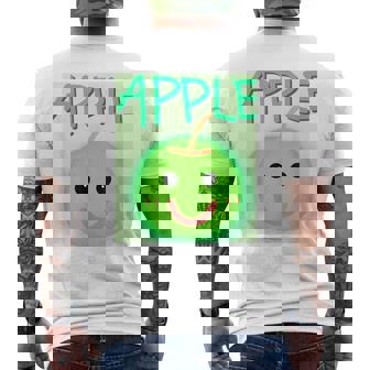 日本 りんご 青りんご かわいい 笑顔 メンズTシャツ バックプリント - Kawaiitshirt