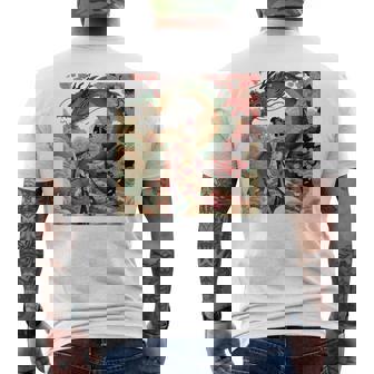 日本 浮世絵 桜 着物 竜 綺麗 日本髪 メンズTシャツ バックプリント - Kawaiitshirt