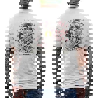 日本 浮世絵 観音菩薩 竜 桜 波 バックプリント メンズTシャツ バックプリント - Kawaiitshirt