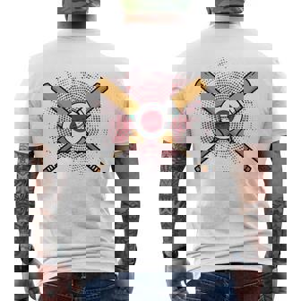 日本のクリケットラケットとボールの旗 長袖tシャツ メンズTシャツ バックプリント - Kawaiitshirt