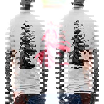 日本のサムライ フローラルウォリアーフラワー 桜 メンズTシャツ バックプリント - Kawaiitshirt