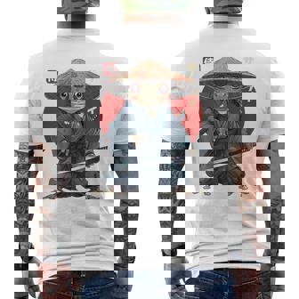 日本の侍カエルの戦士浮世サムライヒキガエルバックプリント。 メンズTシャツ バックプリント - Kawaiitshirt