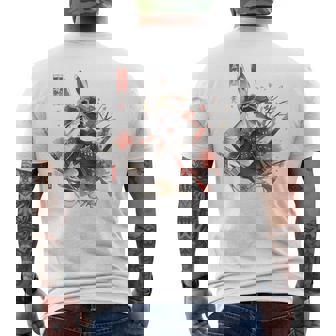 日本アート うさぎ 忍者 浮世絵 アニメスタイル サムライラビット メンズTシャツ バックプリント - Kawaiitshirt