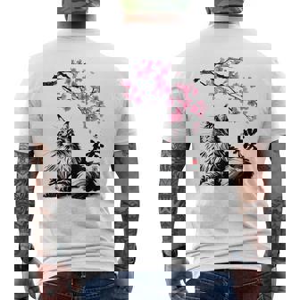 日本美術 メインクーン 猫 桜 桜 メンズTシャツ バックプリント - Kawaiitshirt