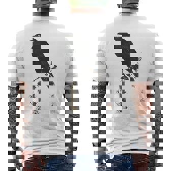 日本美術、浮世絵、河鍋暁斎、カラス 、レトロ、日本文化 メンズTシャツ バックプリント - Kawaiitshirt