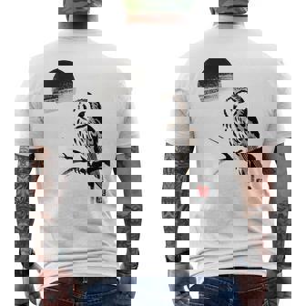 日本製 墨絵 ふくろう アート 墨筆 絵 漢字 知恵 – 日本文化デザイン メンズTシャツ バックプリント - Kawaiitshirt