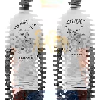 柴犬 しばいぬ 子柴 柴犬子犬 チーム いぬ プリント 写真 水彩 おしゃれ かわいい 犬飼い 犬好き メンズTシャツ バックプリント - Kawaiitshirt