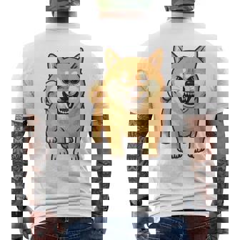 柴犬 犬 ムキッ ムキ顔 水彩 我慢の限界 怒る犬 イラスト おもしろ 長袖tシャツ メンズTシャツ バックプリント - Kawaiitshirt