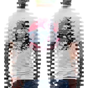 桜 さくら 芸者 富士山 日本のグラフィック メンズTシャツ バックプリント - Kawaiitshirt