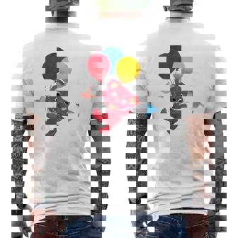 森のぬいぐるみラズ ぷかぷか風船 メンズTシャツ バックプリント - Kawaiitshirt