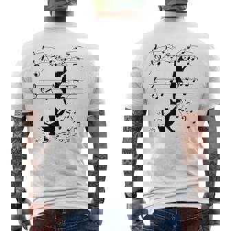 楽譜で遊ぶ面白い猫 メンズTシャツ バックプリント - Kawaiitshirt