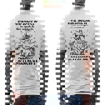 毎日、何かをすべきことがある、ウエスタンカウボーイのカエルのミーム メンズTシャツ バックプリント - Kawaiitshirt