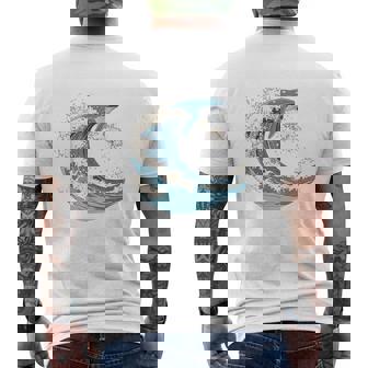 海の波から現れる芸術的なクジラ メンズTシャツ バックプリント - Kawaiitshirt