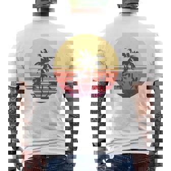 涼しい 夏休み メンズ レディース サンセット ビーチ ヤシの木 メンズTシャツ バックプリント - Kawaiitshirt