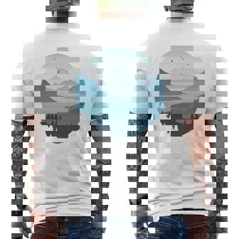 湖 森 風景 山 シルエット 長袖tシャツ メンズTシャツ バックプリント - Kawaiitshirt