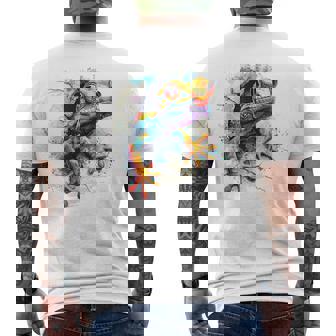爬虫類とカラフルなヤモリ メンズTシャツ バックプリント - Kawaiitshirt