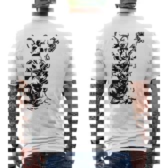 犬 ギタリスト ギター ペンブローク ウェールズ コーギー パパ ママ メンズTシャツ バックプリント - Kawaiitshirt