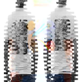 猫 ねこ 宇宙 惑星 メンズTシャツ バックプリント - Kawaiitshirt