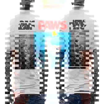 猫 ねこ 海 Paws アヒル メンズTシャツ バックプリント - Kawaiitshirt