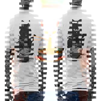 猫 ラーメン グラフィック 日本語 カワイイ アニメ 面白い ラーメン 猫 長袖tシャツ メンズTシャツ バックプリント - Kawaiitshirt