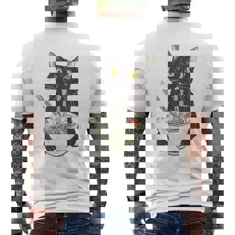 猫 ラーメン 麺 和 ラーメン かわいい 猫 メンズTシャツ バックプリント - Kawaiitshirt