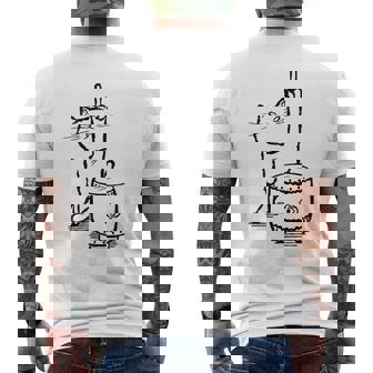 猫ねこネコ和太鼓お祭り メンズTシャツ バックプリント - Kawaiitshirt