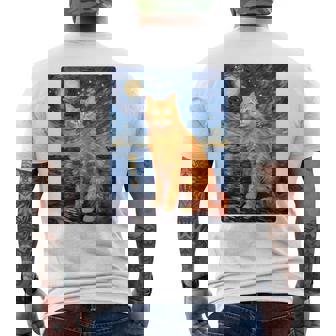 猫のポートレートオイル印刷甘い子猫 長袖tシャツ メンズTシャツ バックプリント - Kawaiitshirt