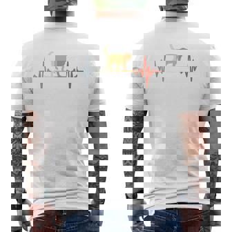 猫心電図心拍オールドスクールルックアニマル 長袖tシャツ メンズTシャツ バックプリント - Kawaiitshirt