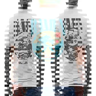 猫食べるラーメン キッズ&大人、日本の神奈川波ラーメン メンズTシャツ バックプリント - Kawaiitshirt