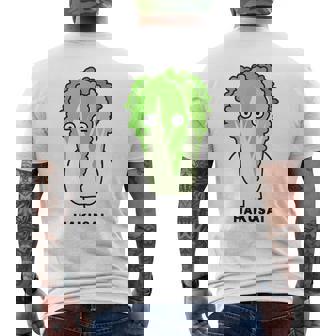 白菜 ハクサイ 顔 イラスト かわいい おもしろ 面白い 簡単 シンプル ゆるい 野菜 メンズTシャツ バックプリント - Kawaiitshirt