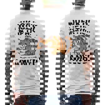 皮肉な猫好き 面白い 内向的 反社会的 不機嫌そうなキティ メンズTシャツ バックプリント - Kawaiitshirt