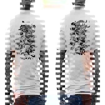 竜虎 墨絵 バックプリント メンズTシャツ バックプリント - Kawaiitshirt