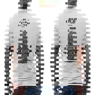 筋トレ ネザーランドドワーフ ウサギ ブルー メンズTシャツ バックプリント - Kawaiitshirt