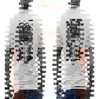 翼とバラのゴシック・クロス 長袖tシャツ メンズTシャツ バックプリント - Kawaiitshirt