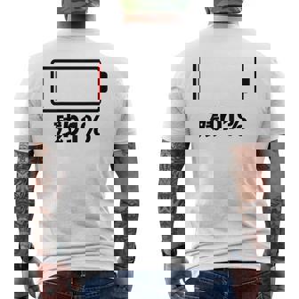 背中【残り1】電池 バッテリー おもしろ 面白い ギャグ ネタ ウケ狙い 笑える ユーモア おバカな 個性的な メンズTシャツ バックプリント - Kawaiitshirt