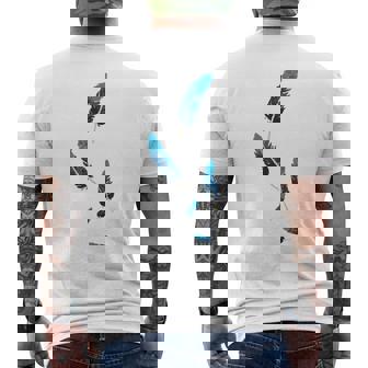 落ちる青い鳥の羽 メンズTシャツ バックプリント - Kawaiitshirt