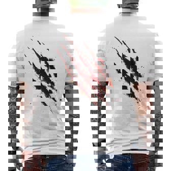 血まみれのシャツ ハロウィン ゾンビ 爪 マーク 血のはね メンズTシャツ バックプリント - Kawaiitshirt