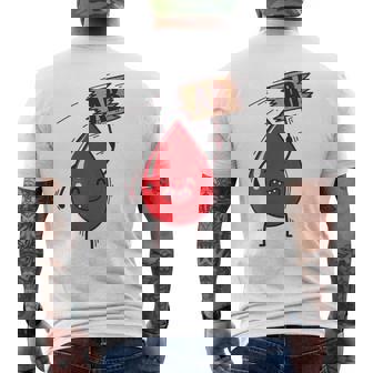 血液型 Ab 血液ドロップ シールドハート付き メンズTシャツ バックプリント - Kawaiitshirt