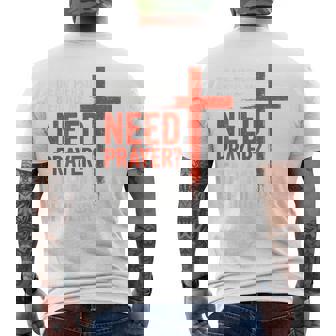 親愛なる私の後ろにいる人は祈りが必要だ、私の肩をたたいて信仰を メンズTシャツ バックプリント - Kawaiitshirt