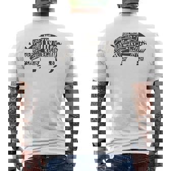 豚肉の部位 面白いtシャツ 豚 ブタ Bbq メンズ おもしろ 面白い 服 オリジナル グッズ ネタ バーベキュー ネタ メンズTシャツ バックプリント - Kawaiitshirt