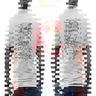 赤いクモのユリの花 日本の頭蓋骨 オタクのバックプリント メンズTシャツ バックプリント - Kawaiitshirt