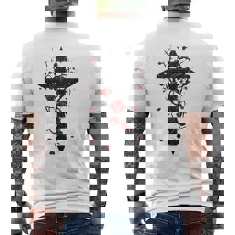 赤いバラのゴシック・クロス 長袖tシャツ メンズTシャツ バックプリント - Kawaiitshirt