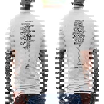 赤ワイングラス ワード アート オブ ワイン タイプ ブラック テキスト メンズTシャツ バックプリント - Kawaiitshirt