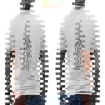 踊るはにわ大行列 はにわ ハニワ 埴輪 土偶 古墳 阿波踊り 宇宙人 かわいい シュール ワンポイント メンズTシャツ バックプリント - Kawaiitshirt