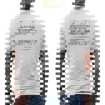 電車 ヴィンテージ 青写真 図 グラフィック 電気機関車 メンズTシャツ バックプリント - Kawaiitshirt