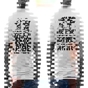 面白い 私の友達のほとんどは犬です ミニチュアシュナウザー メンズTシャツ バックプリント - Kawaiitshirt