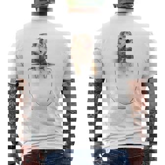面白いペットフェレット ポケットの中のファニー フェレット メンズTシャツ バックプリント - Kawaiitshirt