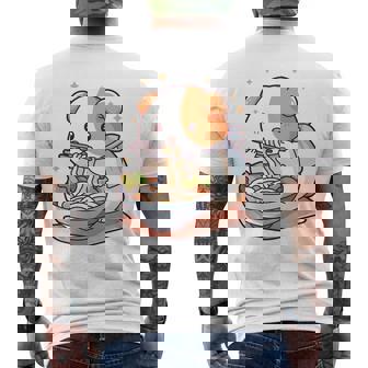 面白いモルモット 箸でラーメンを食べる アニメ 長袖tシャツ メンズTシャツ バックプリント - Kawaiitshirt