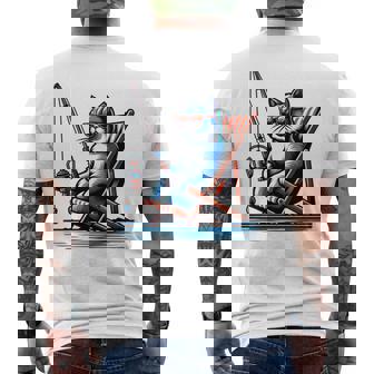 面白い釣り猫ロッドとリール Lets Go 釣り 猫釣り 長袖tシャツ メンズTシャツ バックプリント - Kawaiitshirt